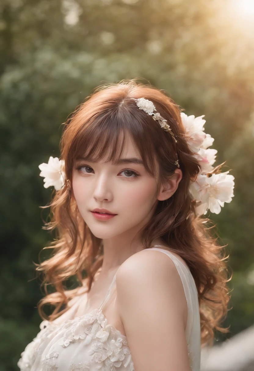 (masterpiece), (best quality), (ultra detailed),(disheveled hair),(illustration), (1girl), (Fashionable clothing), standing, Fashion model, looking at viewer, (interview), (simple background),beautiful detailed eyes, delicate beautiful face, Floating,(high saturation),(colorful splashes),colorful bubble,(shining), focus on face, ponytail, kamisato ayaka, light blue hair, bangs, hair ring, floating flowers, floating hairs, (shining), best lighting, best shadow,