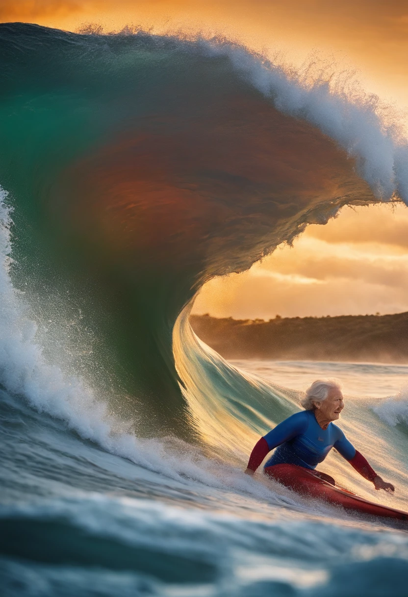 Grandma surfing,His face was full of horror