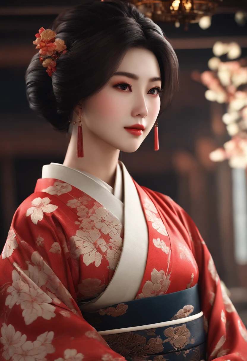 (high quality, masterpiece:1.2), high definition, 1girl, beautiful and flawless face, Bob Cut, Japanese clothing, kimono, complex details, cinematic sensation, 8k, extremely detailed