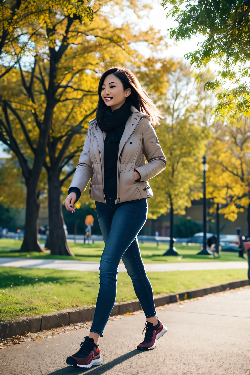 Woman strolling in park