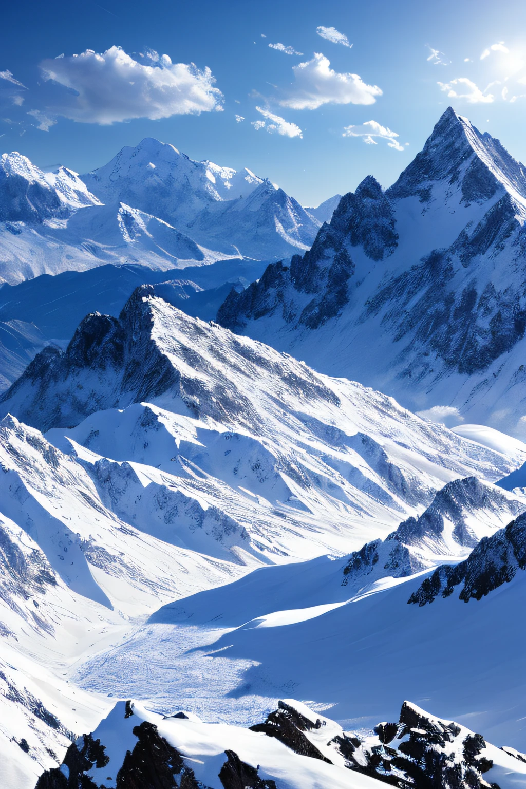 tmasterpiece，Best quality at best，high high quality，the Extremely Detailed CG Unity 8K Wallpapers，Endless mountains，Towering snow-capped mountains