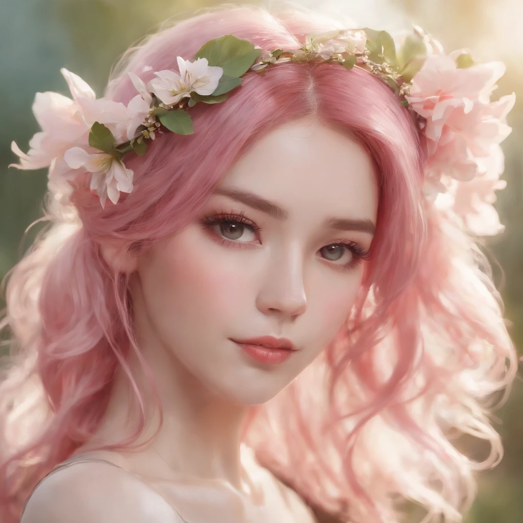 anime girl with pink hair and flowers in her hair, digital anime illustration, anime fantasy illustration, artwork in the style of guweiz, anime styled digital art, digital anime art, fantasy art style, detailed digital anime art, cute detailed digital art, beautiful digital illustration, soft anime illustration, beautiful anime portrait, beautiful digital artwork, digital 2d fantasy art