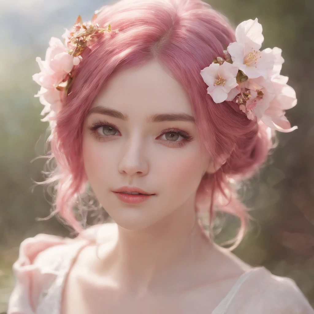 anime girl with pink hair and flowers in her hair, digital anime illustration, anime fantasy illustration, artwork in the style of guweiz, anime styled digital art, digital anime art, fantasy art style, detailed digital anime art, cute detailed digital art, beautiful digital illustration, soft anime illustration, beautiful anime portrait, beautiful digital artwork, digital 2d fantasy art