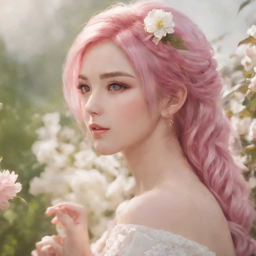 anime girl with pink hair and flowers in her hair, digital anime illustration, anime fantasy illustration, artwork in the style of guweiz, anime styled digital art, digital anime art, fantasy art style, detailed digital anime art, cute detailed digital art, beautiful digital illustration, soft anime illustration, beautiful anime portrait, beautiful digital artwork, digital 2d fantasy art