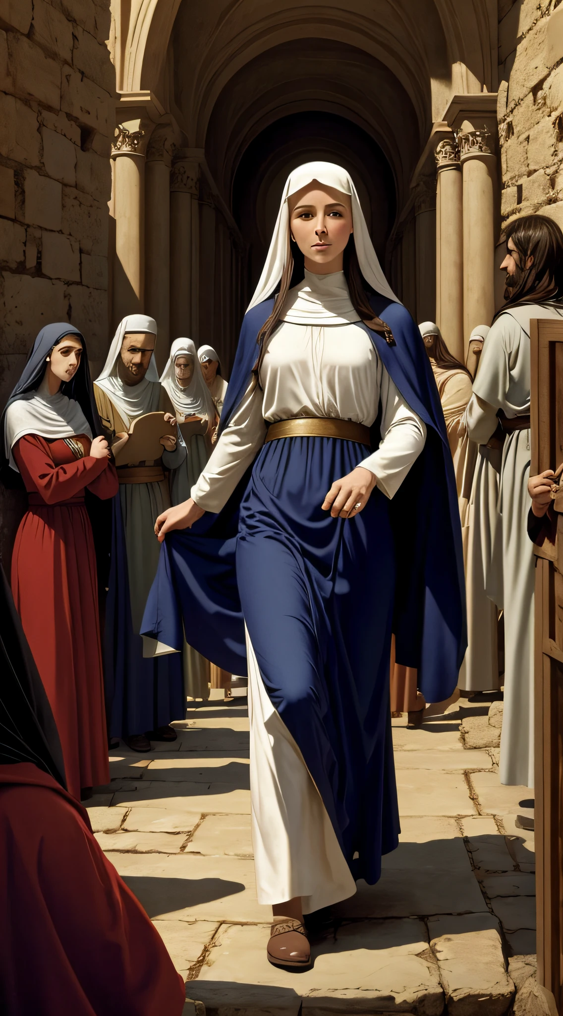 A powerful Mary of Nazareth, along with other people from Jesus' time, biblical landscape