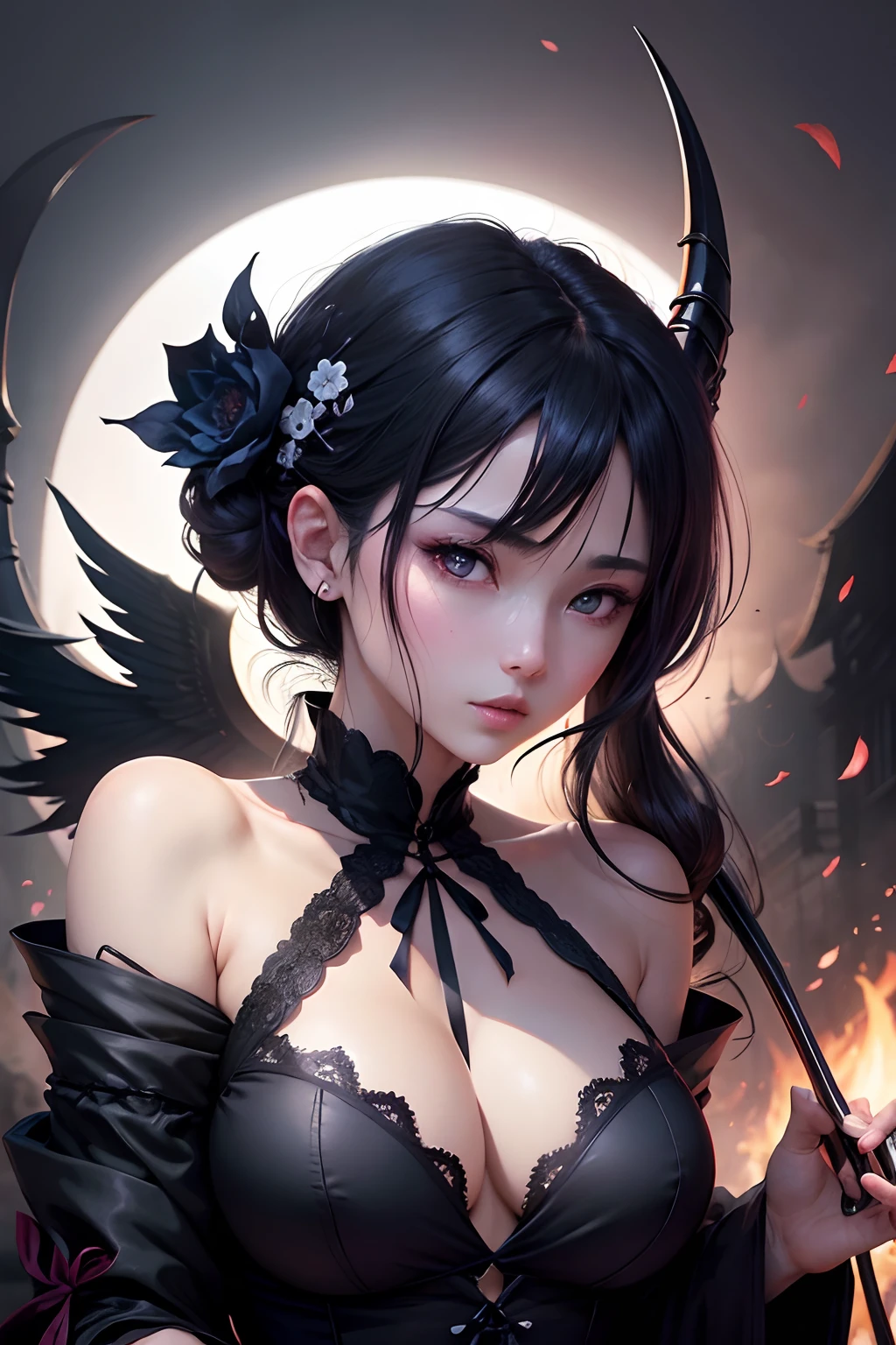 shinigami、demon realm、The Darkness、the scythe、Dense、delicate、good looks、Beautiful