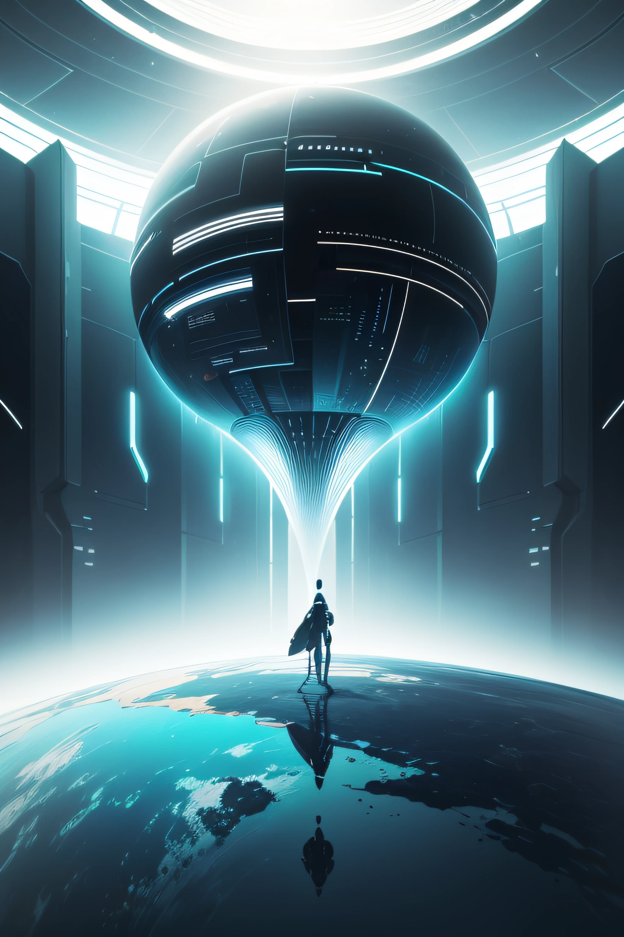 Generate a surrealistic image of a futuristic setting. A paleta de cores deve ser dominada por tons avermelhados, criando uma atmosfera intensa e quente. A cena deve retratar um horizonte amplo, with futuristic architectural elements and abstract forms. No centro da imagem, Leave empty space to create a sense of mystery and endless possibilities. The image should convey a sense of wonder and a surrealistic and futuristic environment.