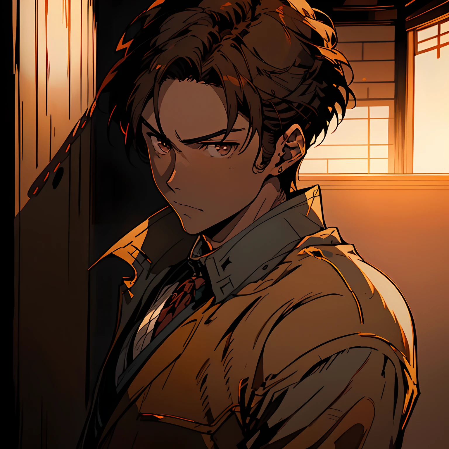 anime guy with brown hair and a white shirt staring at the camera, anime handsome man, anime portrait of a handsome man, handsome guy in demon slayer art, artwork in the style of guweiz, portrait of eren yeager, handsome anime pose, male anime character, guweiz, taisho roman, makoto shinkai ( apex legends )