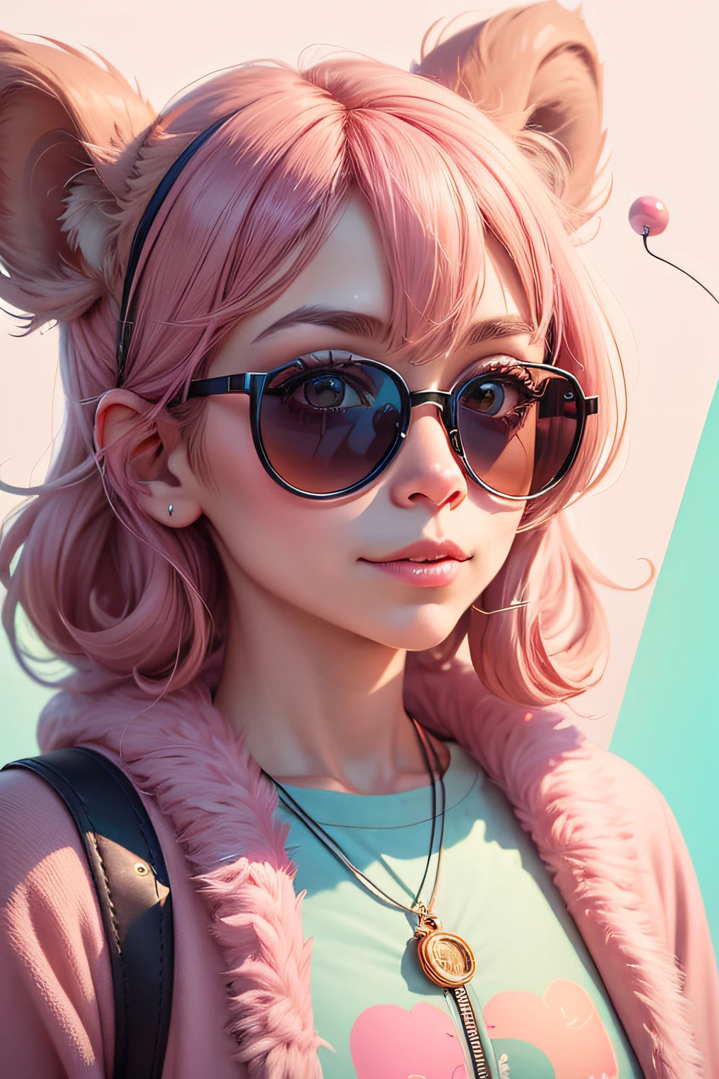 best quality,ultra-detailed,realistic:1.37,portrait,illustration,charming monkey,stylish and fashionable,macaque,infinitely looping video,gum making,stylish monkey named Lolli,pink chewing gum balls,lofi video,relaxing atmosphere,lofi beats,looping for hours,visual aesthetics,detailed fur texture,fashionable outfit,cool sunglasses,playful expression,colorful background,pastel tones,sweet and delightful,smooth animation.