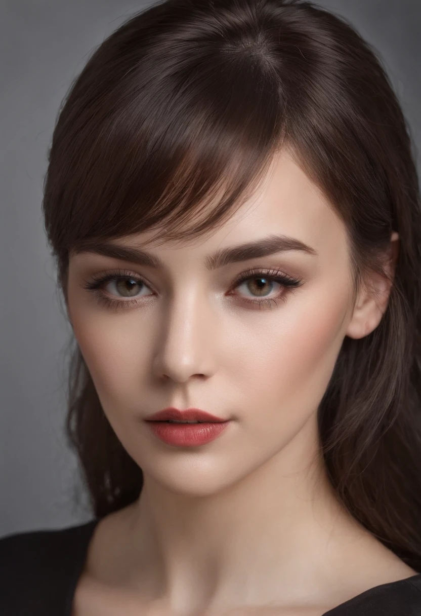 Obra maestra, La mejor calidad,Trabajo desgarrador en ..3D ,Estilo 3dmm,primer plano,retrato, ..3D,1girl, solamente, cabello multicolor, cabello azul, cabello negro, collar, Pecas, jewely, Cabello bitono, mirando hacia un lado, realista, Parte superior del cuerpo, Fondo simple, flequillo, Mirando hacia otro lado, pelo corto, labios separados, ojos negros, labios, Gothic, gargantilla, maquillaje, topo, Camisa negra, camisa, filigrana