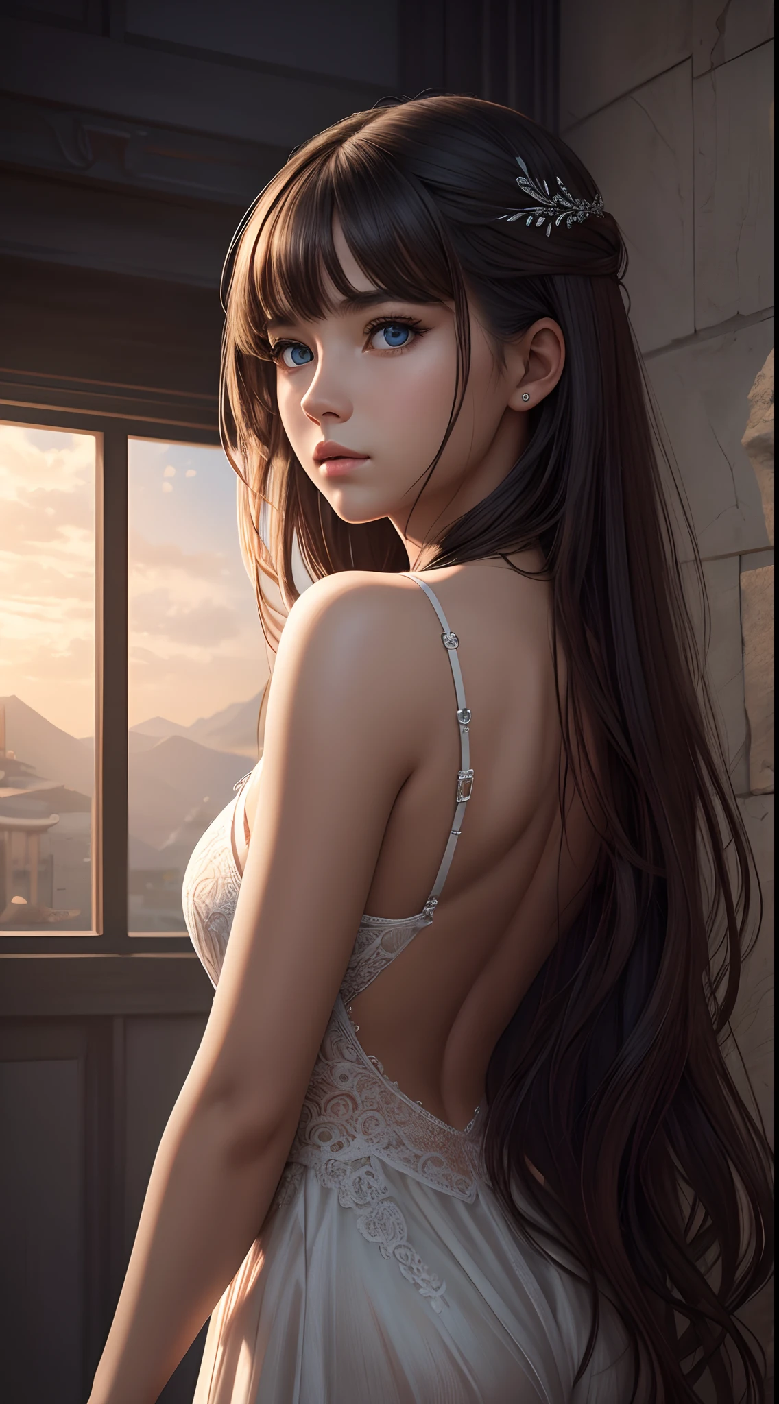 Immerse yourself in the breathtaking world of this ultra-realistic illustration, where every minute detail is brought to life in stunning 8K resolution. The solo girl featured in this piece will captivate you with her mesmerizing eyes and intricate facial features.