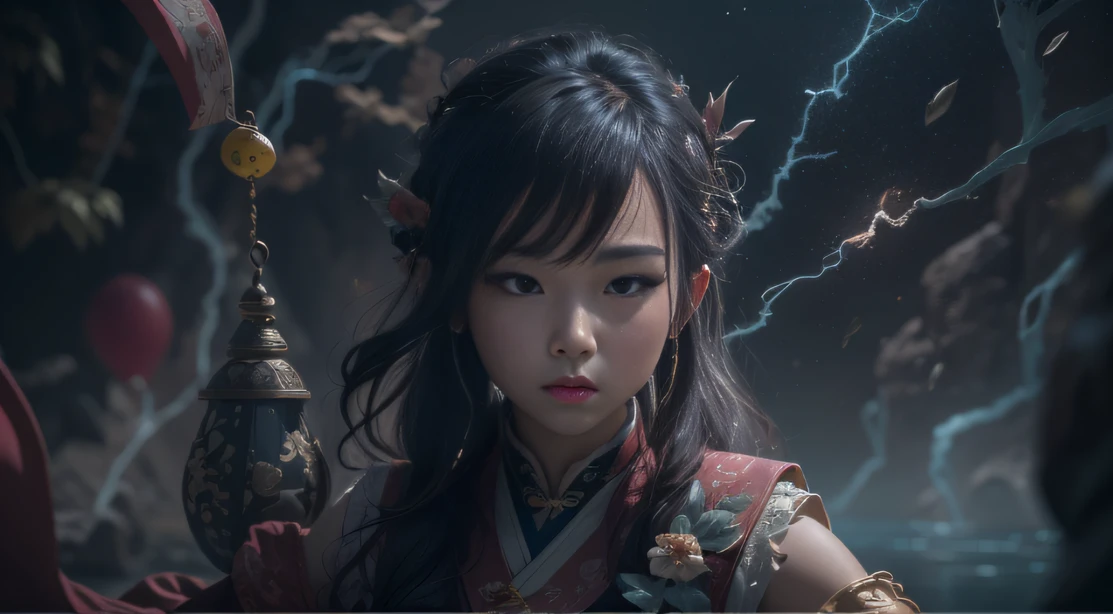 Side whole body,Kunlun Mountain,The black-haired fairy descends the mountain,Tai Chi stunts,Pure mantra hard ginseng,full bodyesbian,Combat posture,Low viewing angle,Dim background,It was surrounded by a large amount of thick white fog,((an extremely delicate and beautiful one),((Brunette hair all over the body)),((Water balloons in hand)),Lightning surrounds the dark-haired woman,((water sphere)),Taoist temple,Taiqing Palace,Hanging water balloons,There is lightning inside the water balloon,unreal-engine,巨作, the highest picture quality,Highest resolution,8K,Extremely detailed images,Moon light,Shadow optimization,Realistic style,Black Haired Woman,Face away from the camera