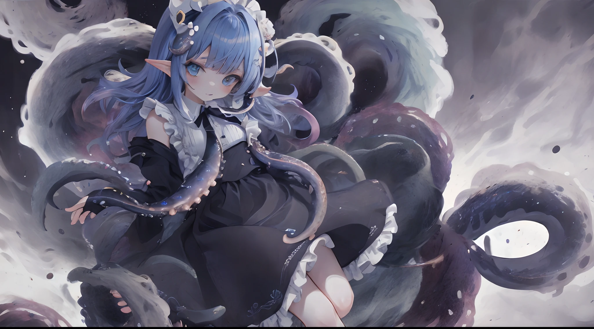Cute girl with a tentacle in