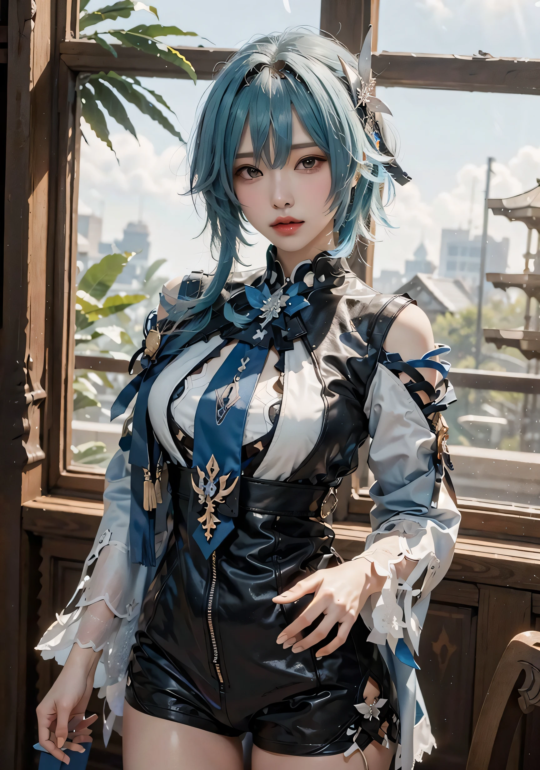 1girl, realistic, solo, (masterpiece:1.2), best quality, eula, genshin,