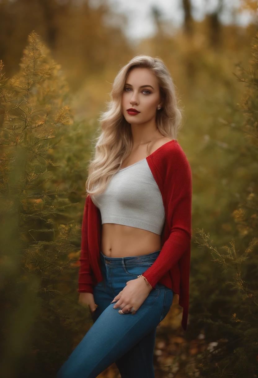 1Girl 18 years old, nur, Lange Haare, midsize boobs, Blick auf den Betrachter, blondes Haar, nackte Schultern, braune Augen, Schmuck, full entire body, Halskette, schulterfrei, pullover, lips, realistisch, Nase, Flirten mit der Kamera