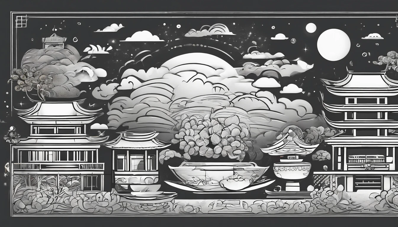 Mid-Autumn Festival, Auspicious clouds, Behind the huge moon, Warm colors, Full moon and stars in sky illustrationThe family sits together eating mooncakes, smile in face, Have in the living room、Bright house scene,extremely detailed face and skin,Heartwarming scene,perfect detail