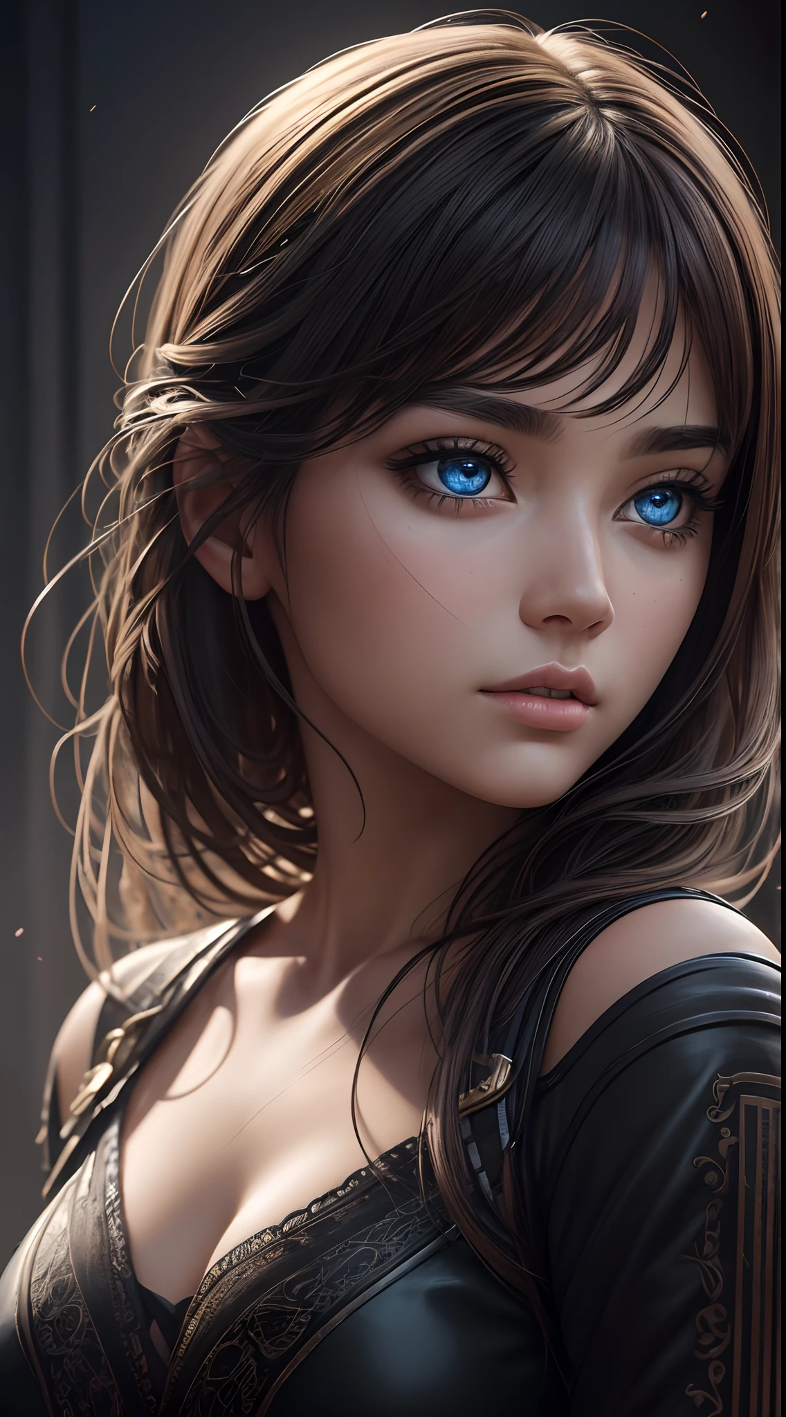 Immerse yourself in the breathtaking world of this ultra-realistic illustration, where every minute detail is brought to life in stunning 8K resolution. The solo girl featured in this piece will captivate you with her mesmerizing eyes and intricate facial features.