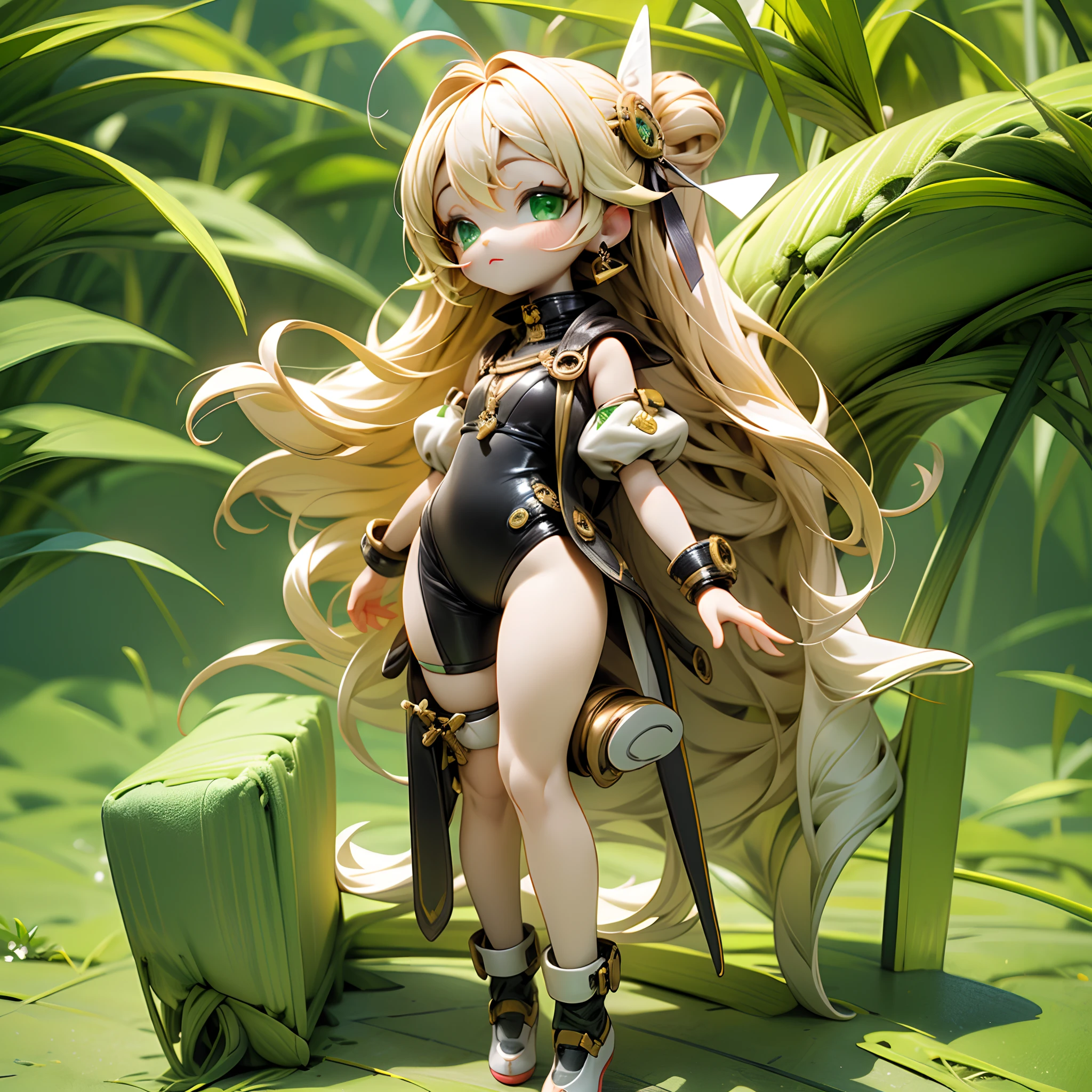 "(Mega Mini, chibi, long platinum blonde hair, green eyes, long hair, full body, chibi body, mini chibi body, full body)