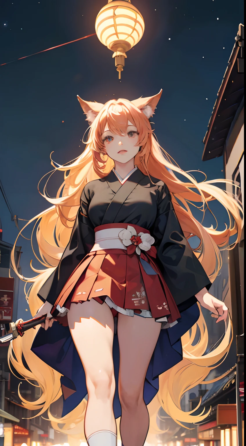 James Jean, Alphonse mucha, Japanese anime, Miniskirt high school girl walking with Cerberus in Tokyo at night, city scene, hyper detailed high resolution high definition high quality masterpiece