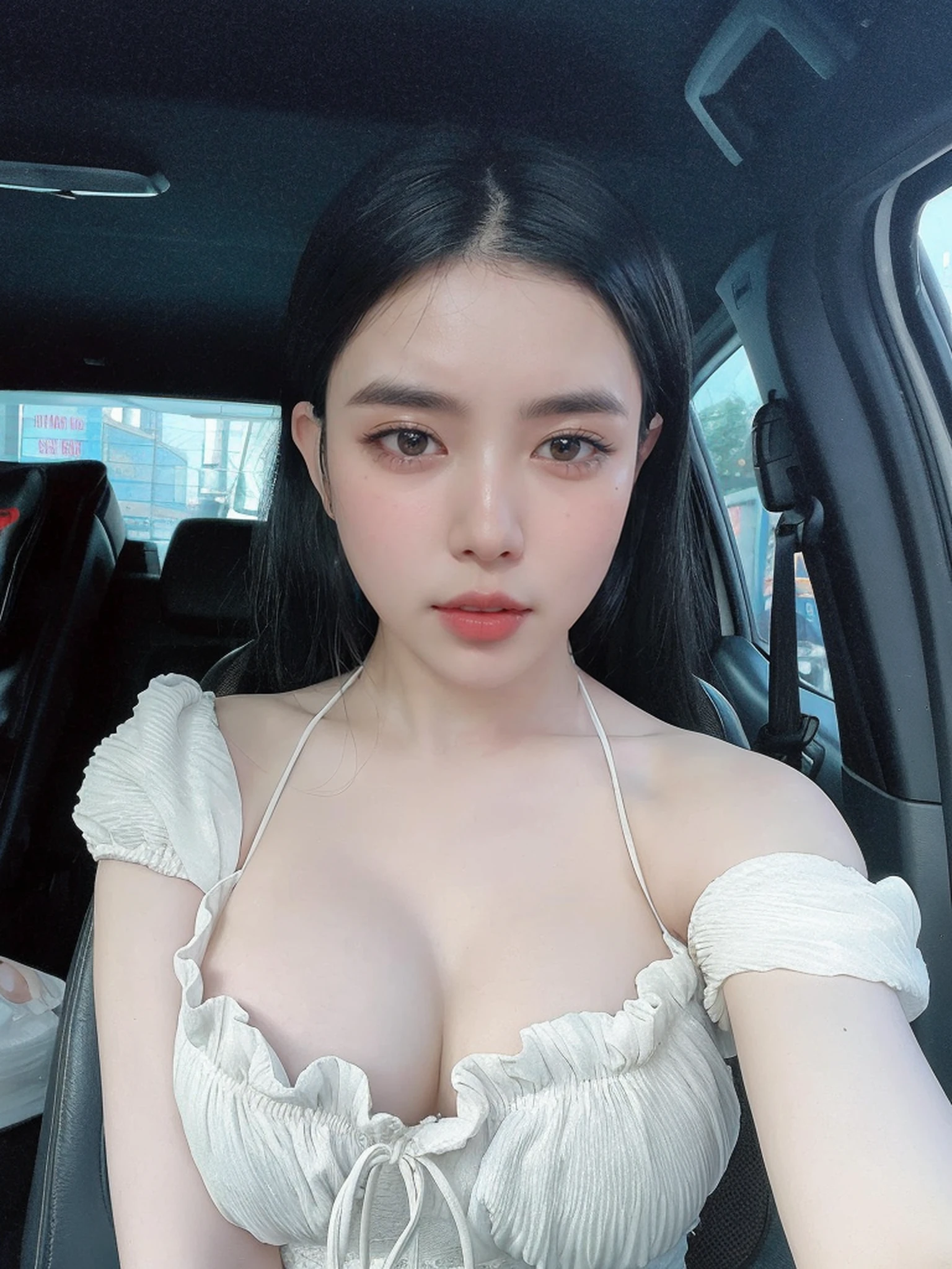 beautiful sexy vietnamese girl, 16k image, very detail image, black eyes, Heart lips, Charming expressions, Extremely detailed and realistic photos. sharp focus. Extremely detailed photos, Skin details, Face details, Hair details, Thoracic area details. nsfw:1.3, black eyes, wide open, Look straight at the camera, Very detailed eyes, very wide open eyes. two eyes equal, very balanced, Affectionate gaze, The sides of the chest are proportional, Erotic