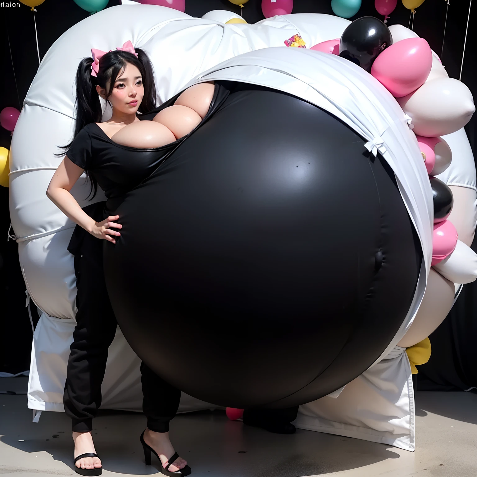 Twintails Hair Bow, black hair,Big Baby Bump pregnant,sexy bunnysuit, Big boobs, nipple, cum, Big Black Balloons,16 years girl, Big pregnant Belly, Big Pregnant girl, Largest Belly of Pregnant, Huge Pregnancy, background bar ,Huge 9 months Pregnancy Belly,huge belly expansion, huge belly girl