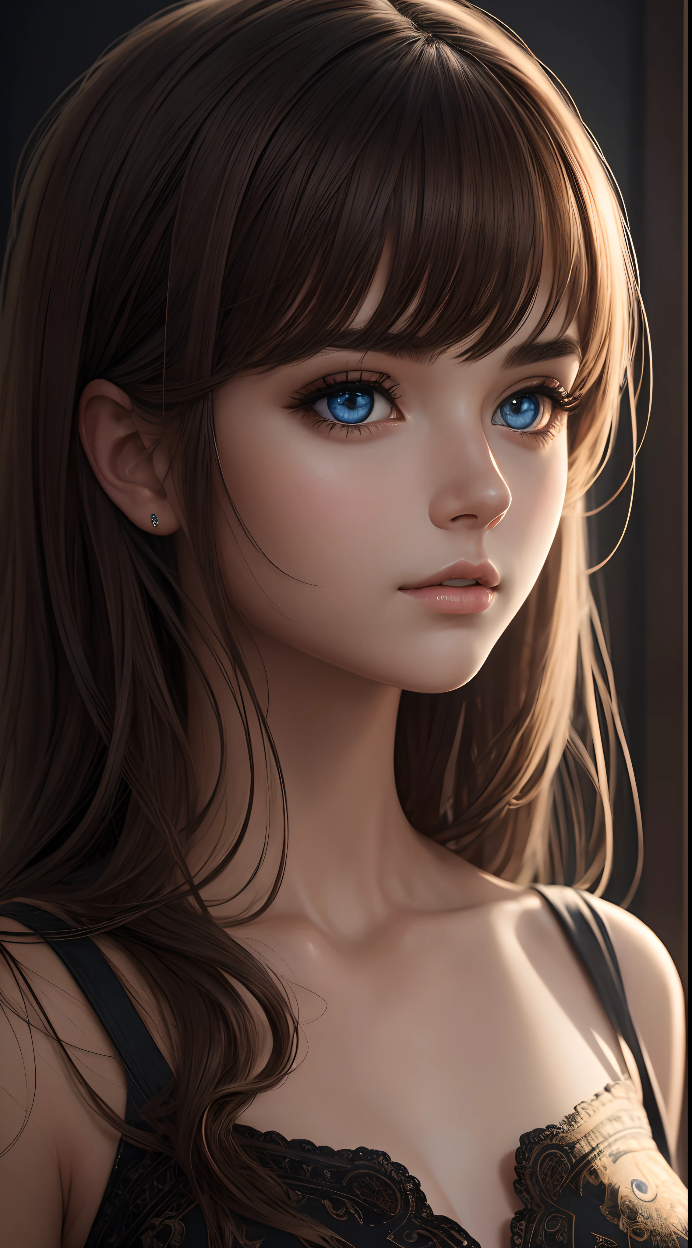 A stunningly realistic illustration with increased resolution and 8K quality, showcasing a solo girl with beautiful and detailed eyes gazing directly at the viewer.