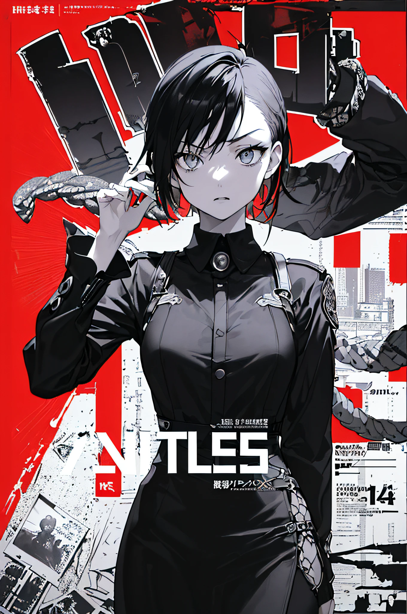 ((((dramatic))), (((gritty))), (((intense))) film poster featuring a young woman as the central character. She stands confidently in the center of the poster, wearing a stylish and edgy outfit, with a determined expression on her face. The background is dark and gritty, with a sense of danger and intensity. The text is bold and attention-grabbing, with a catchy tagline that adds to the overall feeling of drama and excitement. The color palette is mainly dark with splashes of vibrant colors, giving the poster a dynamic and visually striking appearance,tachi-e
(magazine:1.3), (cover-style:1.3), fashionable, woman, vibrant, outfit, posing, front, colorful, dynamic, background, elements, confident, expression, holding, statement, accessory, majestic, coiled, around, touch, scene, text, cover, bold, attention-grabbing, title, stylish, font, catchy, headline, larger, striking, modern, trendy, focus, fashion,