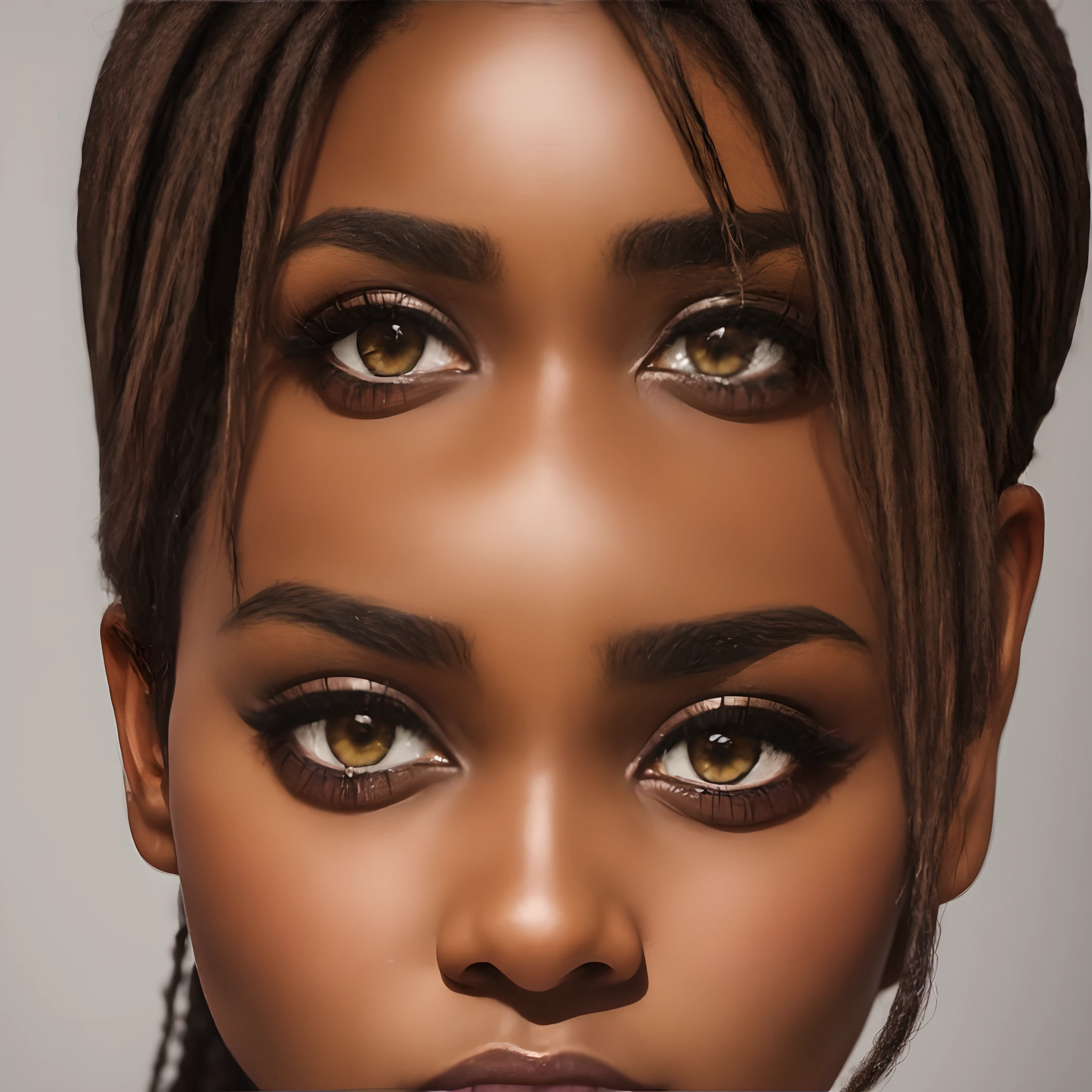(An extremely detailed black woman's face),Best quality,portrait,High resolution,centered,(look at camera),(dark brown eyes