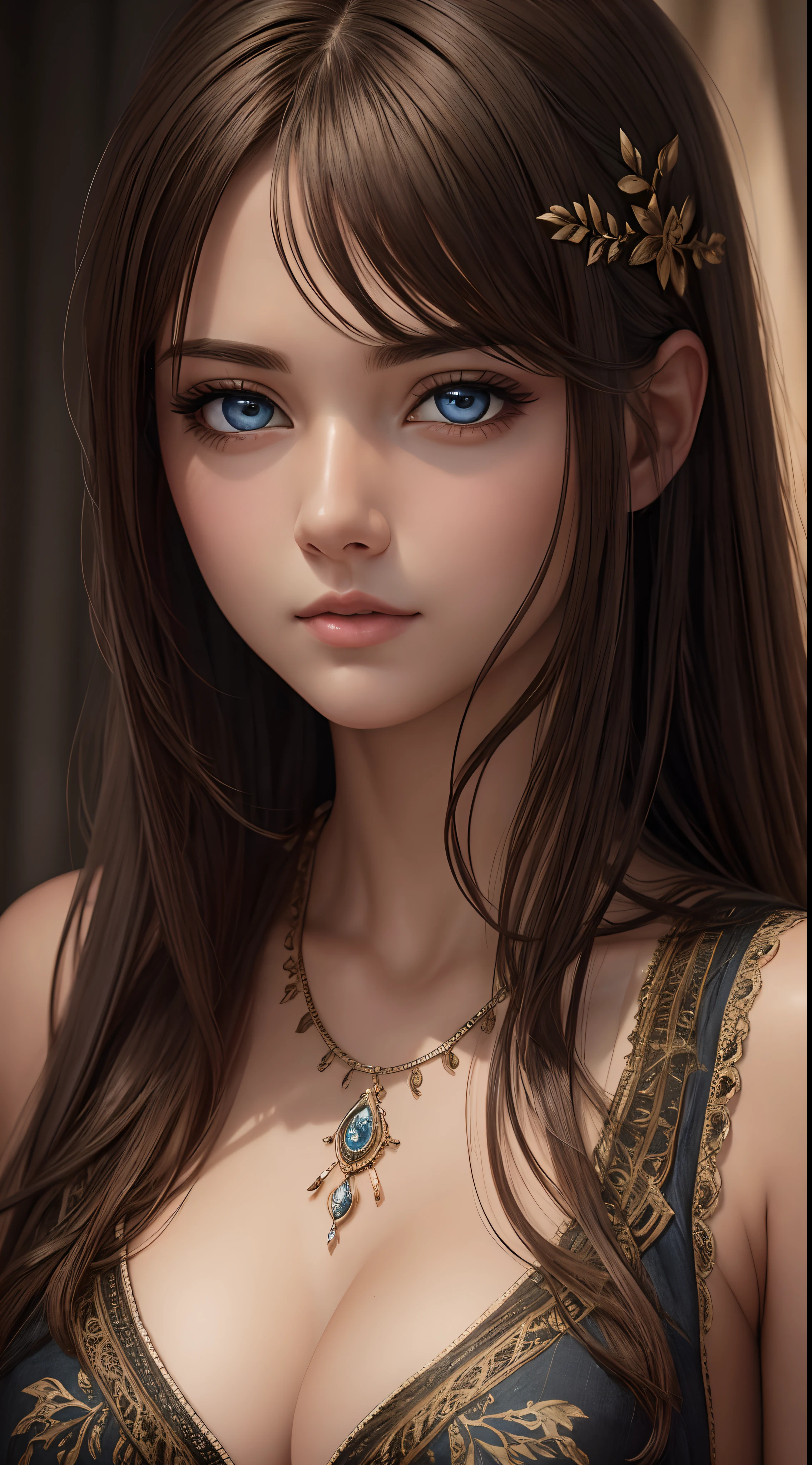 A stunningly realistic illustration with increased resolution and 8K quality, showcasing a solo girl with beautiful and detailed eyes gazing directly at the viewer.