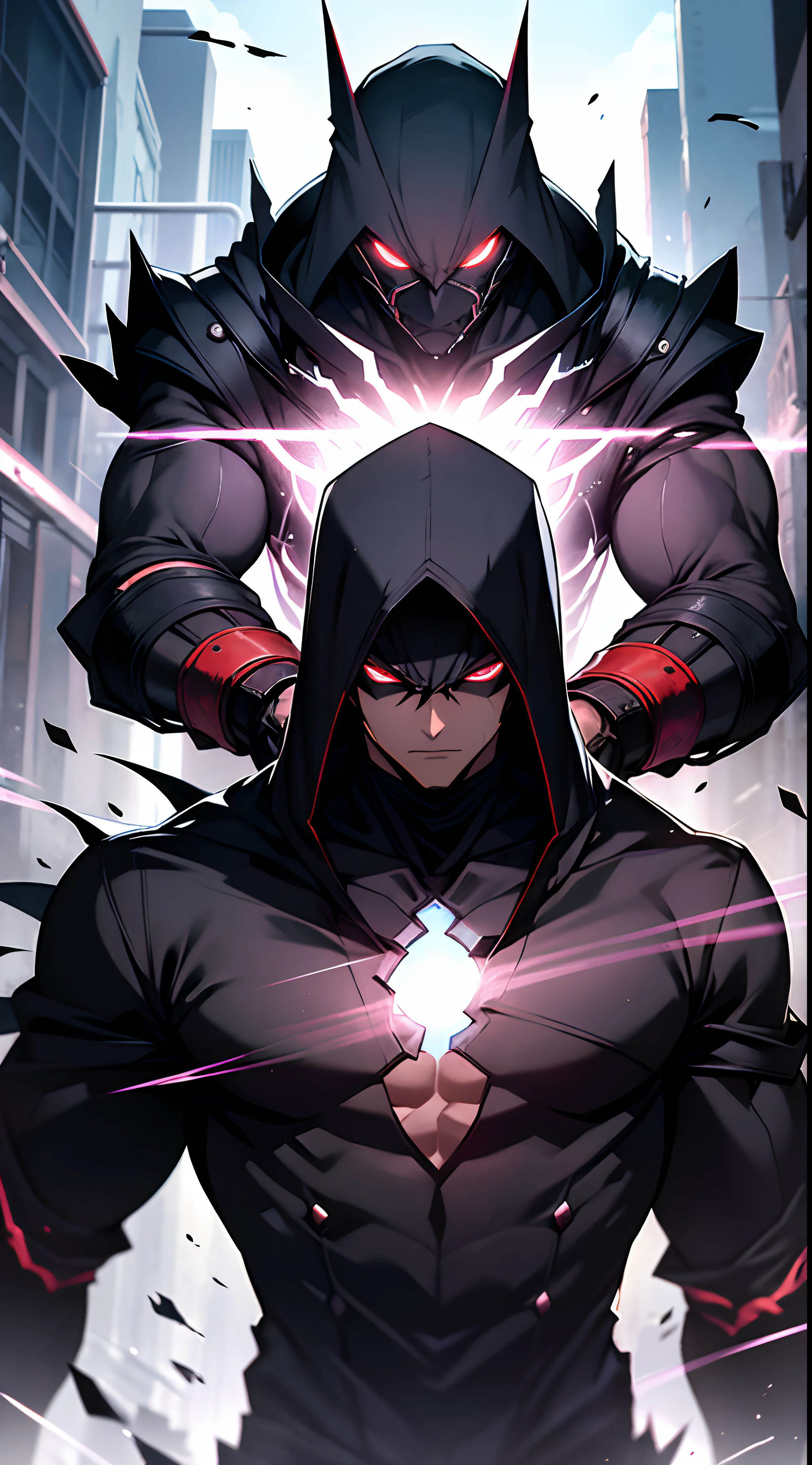 "With a stern expression, The 20-Year-Old Dark Assassin Unleashes His Full Power. A brilliant black aura surrounded him, as he transports the darkness within himself to protect those he holds beloved. His body, A perfect balance between strength and beauty, Move with deadly grace."