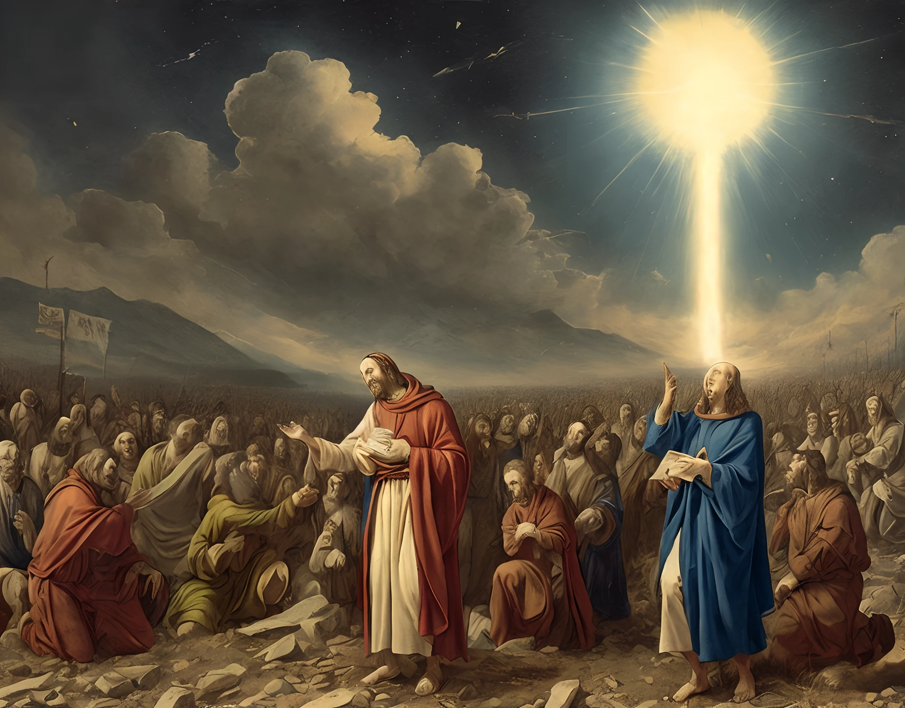 John receiving the revelation of the apocalypse while in exile