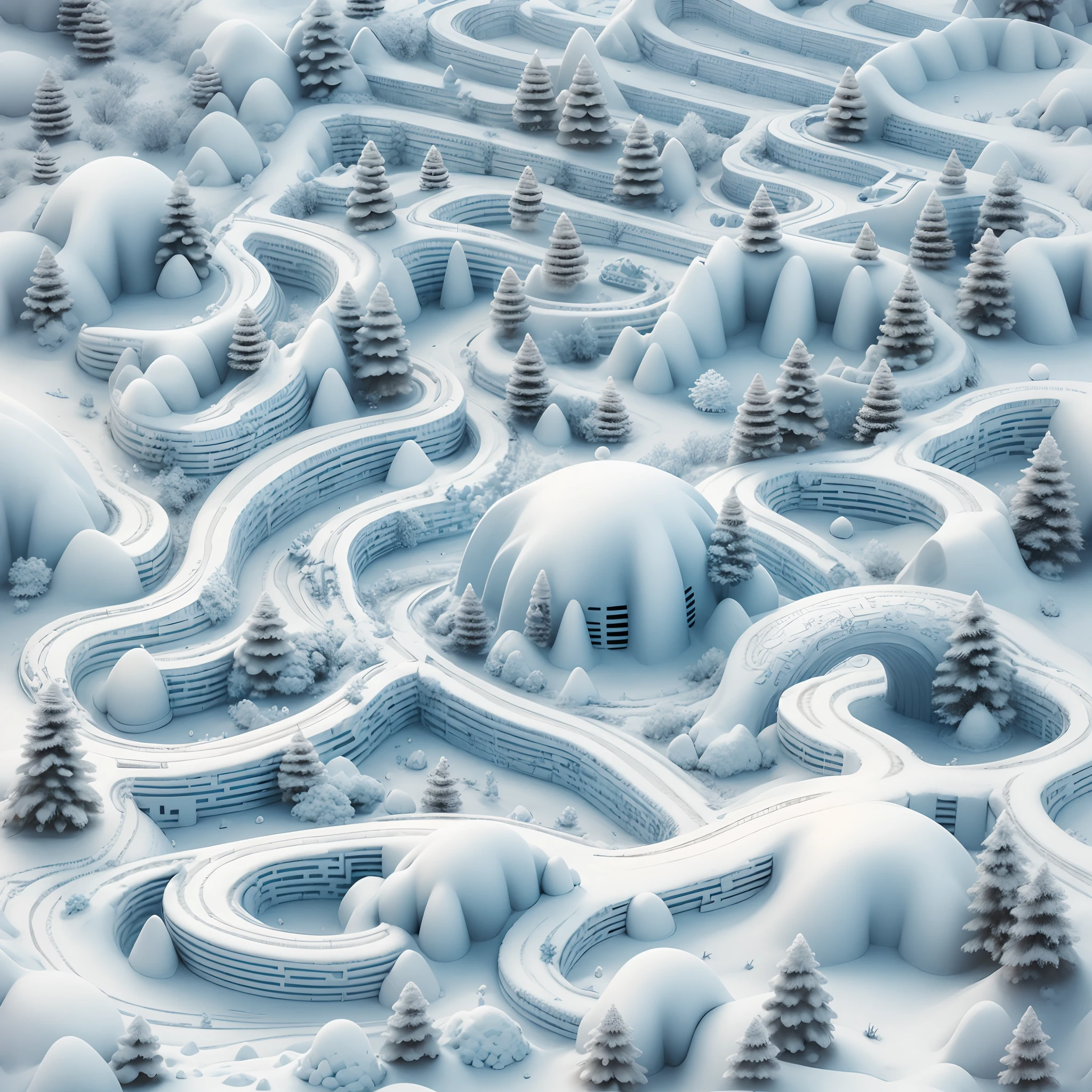 3D snow mountain maze