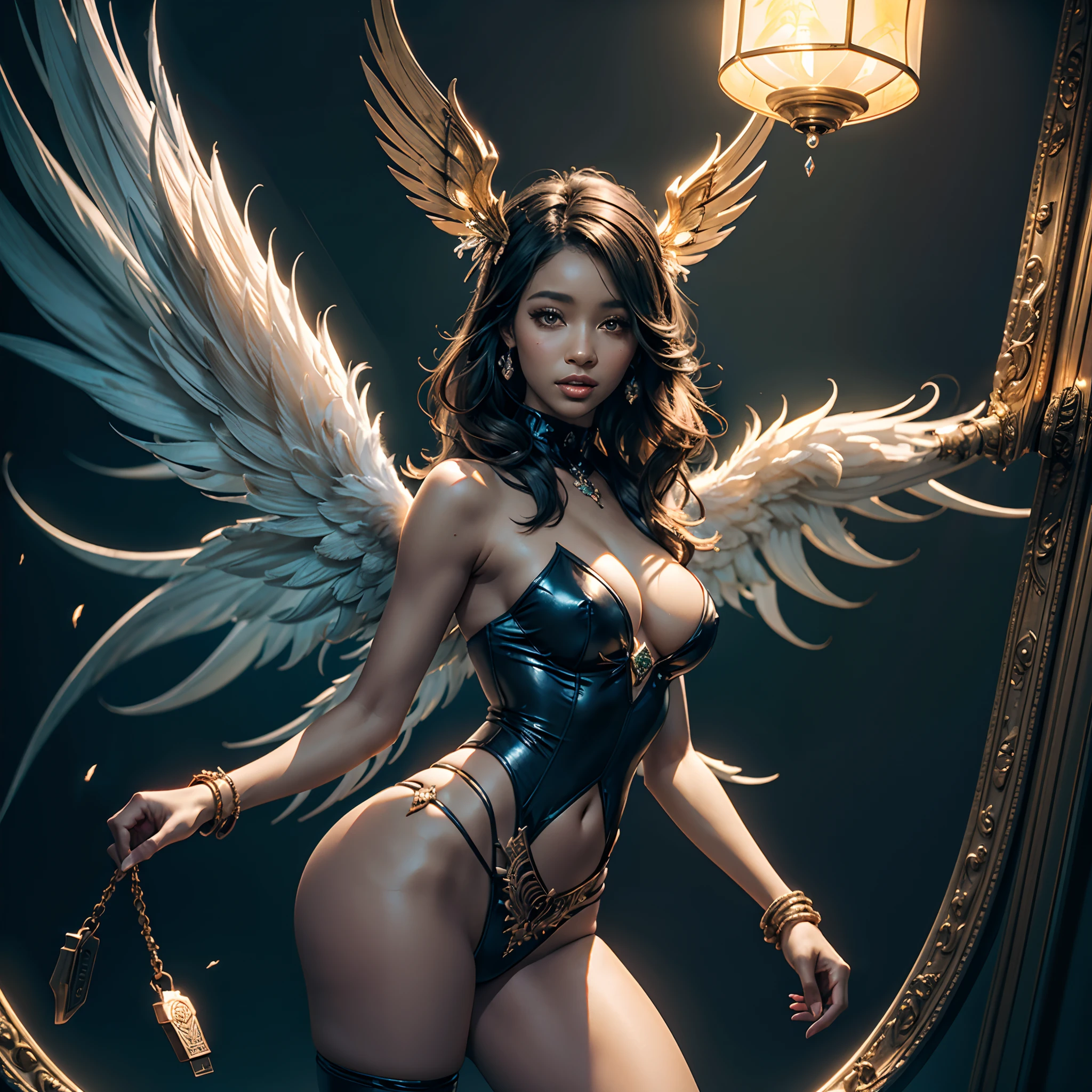 "wing and abstract gold material, no skin, no hand, no finger, no fingers"