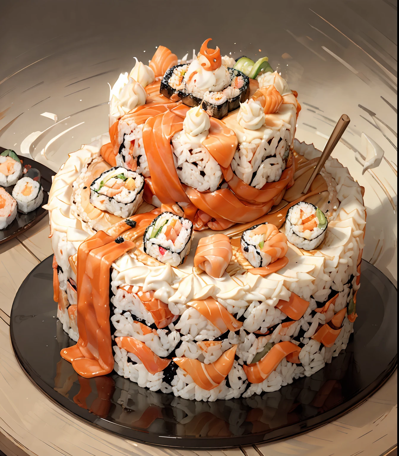 SushiStyle Birthday Cake in Sushi Bar and Coffee Shop