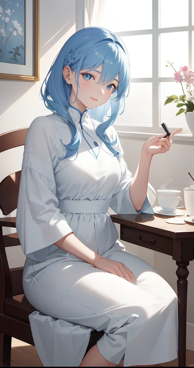 (best quality,4k,highres,masterpiece:1.2),ultra-detailed,realistic,portrait,soft,gentle,joyful,love,beautiful,harmonious,colored,pastel,emotional,warm,dreamy,blissful,mother and daughter,short hair,mother with light blue hair,smiling,daughter with long blue hair,glowing,five ,sidelighting,wallpaper

This is a high-quality portrait painting of the artist，The subject is a mother and her daughter。The mother has short hair，light blue  hair，Smiling in the picture。The daughter is five y hair，Hair emits a soft blue light，And there was a soft light from one side shining on them。The background is a wallpaper。

The painting is characterized by realism and portraiture，It shows the parent-child relationship between mother and daughter。The overall picture has warmth、downy、Pleasant atmosphere。The mother's light blue hair highlights her personality and distinction from her daughter，And the daughter's long hair gives the picture a dreamy atmosphere。The soft blue light makes the whole picture more mysterious，And the light from one side shines on the mother and daughter，Their silhouettes and details are highlighted。The background is a wallpaper，Provides a comfortable and harmonious environment。

The painting presents a high-quality detailed depiction、Realism and pastel tones。Every detail is meticulously described，It brings the whole picture to life，It shows the intimacy and warm atmosphere between mother and daughter。The painter works with precise side lighting and color，Enhanced the layering and visual effects of the picture。The painting gives a rapport、A feeling of harmony and well-being，It can bring the viewer a pleasant and warm experience。

Please use the above prompts to generate high-quality images。Adjust the intensity if needed，Please use (keyword) Alternatively [keyword] Make adjustments。