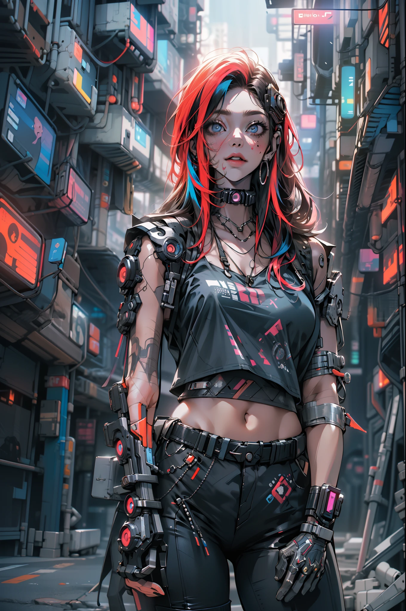 analog style, model shoot style, photo ((selfie:1.8)) of a girl, 1girl, (cyberpunk:1.8, cyberpunk city background:1.8), ((cutest face: 1.8, perfect face:1.3)), (long multicolored hair:1.4, pale skin:1.5), (from above:1.2), best quality, epic (by lee jeffries photo, sony a7, 50 mm, pores:1.5, colors, hyperdetailed:1.5, film grain:1.4, hyperrealistic: 1.5), octane render, hyper-realistic lifelike texture, masterpiece, unreal engine 5, Extremely detailed CG unity 8k wallpaper, Madly detailed photo, hyper-realistic light, (Winner of the Pulitzer Prize for Photography and Taylor Wessing Photographic Prize)