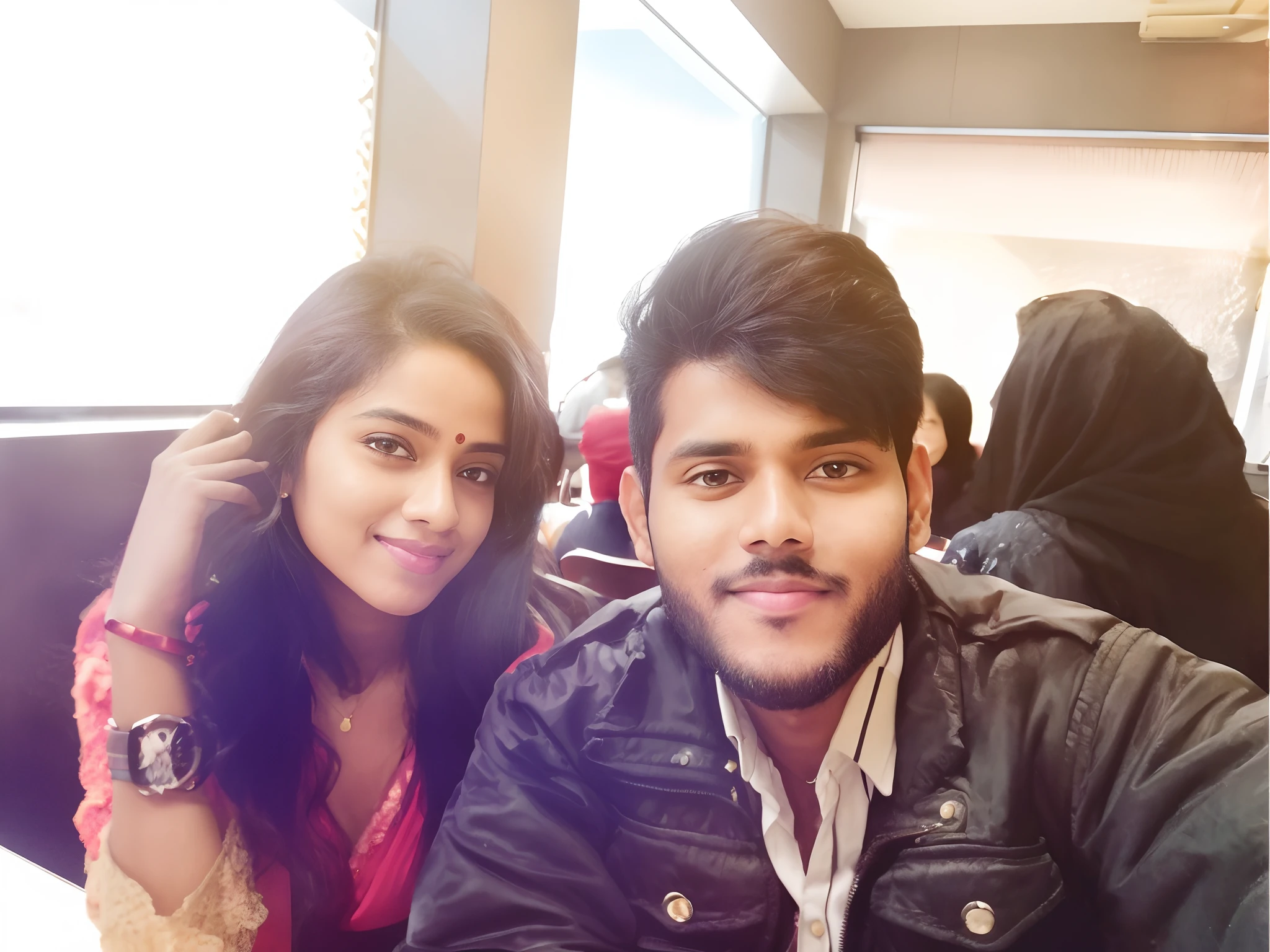 there is a man and woman sitting at a table together, lovely couple, in love selfie, candid picture, couple pose, very very high quality picture, 8k selfie photograph, couple, happy couple, with lovely look, selfie, taken with sony alpha 9, in city street, selfie photo, jayison devadas, roshan, romantic couple, cute photo