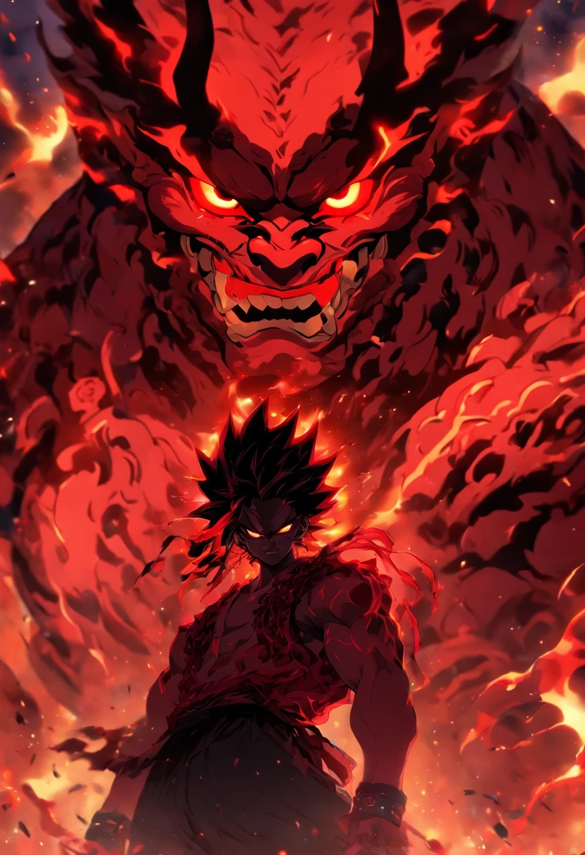 masterpiece, best quality, 1boy, red skin, oni, demon, young, lean