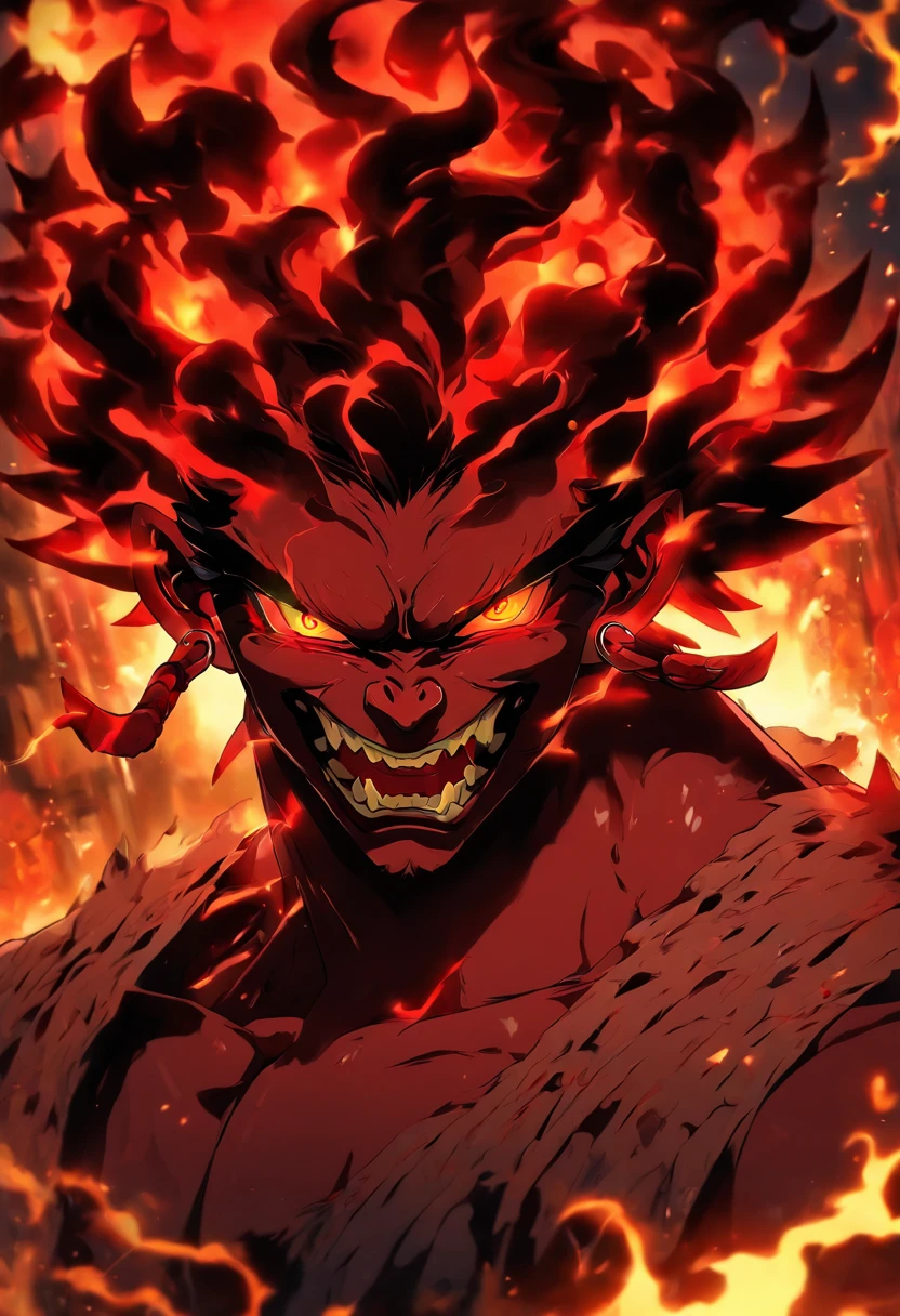 masterpiece, best quality, 1boy, red skin, oni, demon, young, lean