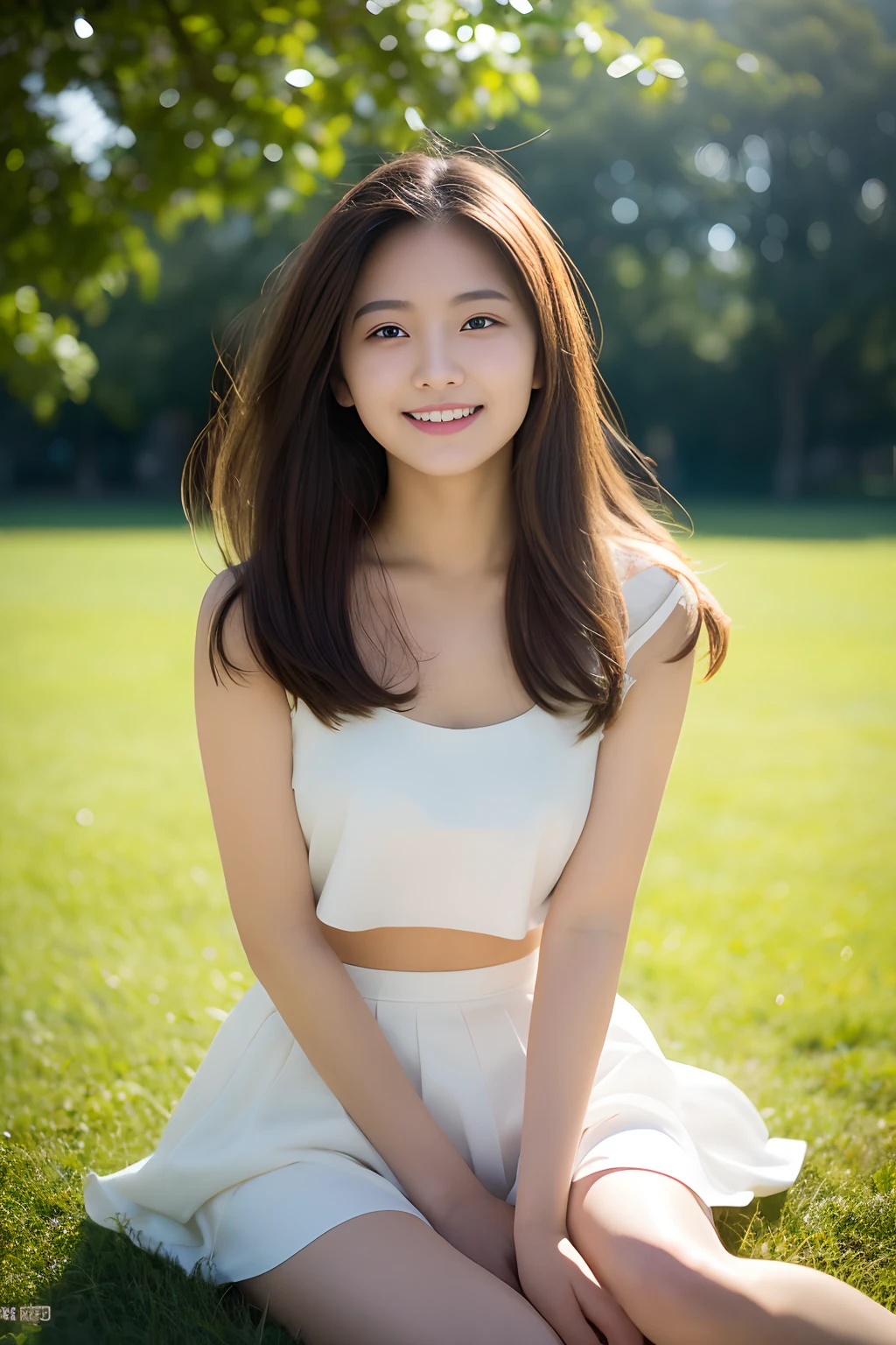 best qualtiy,tmasterpiece,超高分辨率,(真实感:1.4),RAW photogr,1girll,long whitr hair,Face Highlighting,Pure,Girly,Flushing,18yr old,18-year-old smiling female classmate,Pure,Innocent,(best qualtiy,8K,tmasterpiece:1.3),Goose egg face,being thin,largeeyes,long eyelasher,Exquisite(live-action realistic style),Star-like eyes,Ultimate face,Photorealistic light and shadow,Clear facial features,Milky white skin,Fair skin, highdetailskin, Realistic skin details, Visible Pore,(Super detail),(perfect bodies:1.1),long whitr hair,(dynamicposes),((Dynamic background((volumettic light:1.3)),huge tit(1:1.3),Sit on grass,Short white floral skirt,school ground,Old building,Tall plane tree