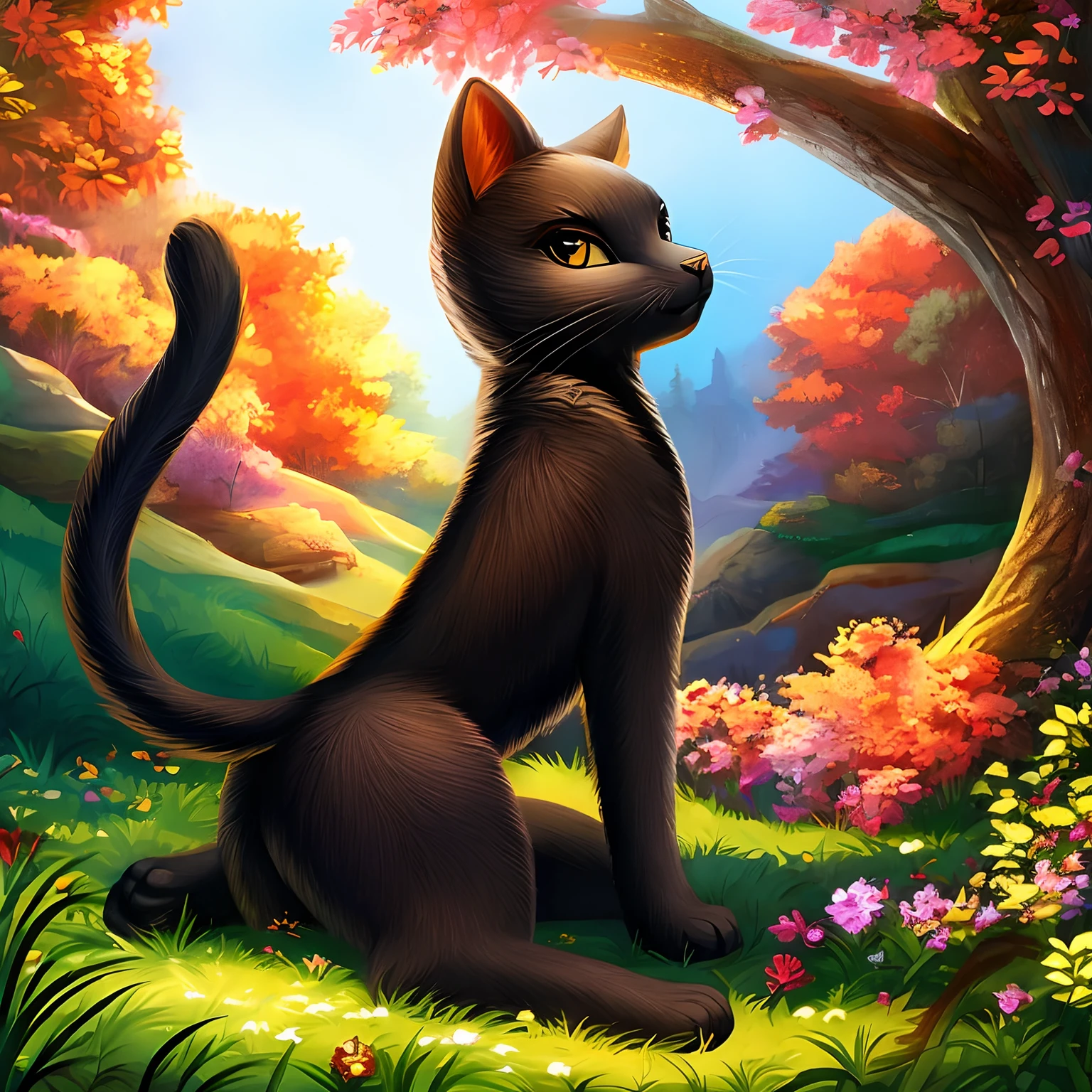 Black cat, bestial, female, sexy, SFW, quadrupedal, Furry, high resolution, masterpiece, detailed
