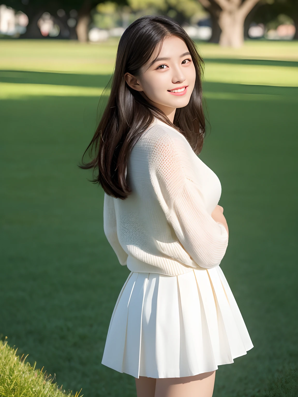best qualtiy,tmasterpiece,超高分辨率,(真实感:1.4),RAW photogr,1girll,long whitr hair,Face Highlighting,Pure,Girly,Flushing,18yr old,18-year-old smiling female classmate,Pure,Innocent,(best qualtiy,8K,tmasterpiece:1.3),Goose egg face,being thin,largeeyes,long eyelasher,Exquisite(live-action realistic style),Star-like eyes,Ultimate face,Photorealistic light and shadow,Clear facial features,Milky white skin,Fair skin, highdetailskin, Realistic skin details, Visible Pore,(Super detail),(perfect bodies:1.1),long whitr hair,(dynamicposes),((Dynamic background((volumettic light:1.3)),huge tit(1:1.3),standing in grassy field,Short white floral skirt,school ground,Old building,Tall plane tree
