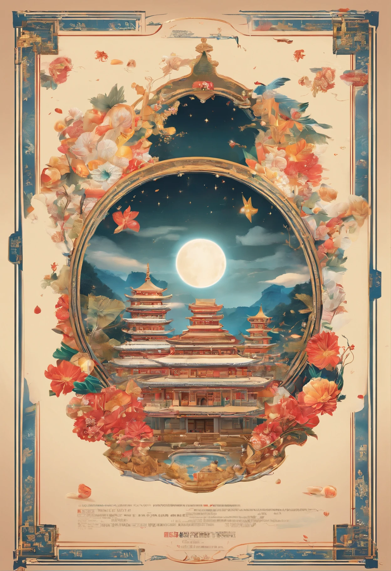 (top-quality、8K、tmasterpiece:1.3)、Full moon and stars in sky illustration,The family sits together eating mooncakes,Mom and dad laugh with the kids,Have in the living room、Bright house scene,extremely detailed face and skin,Heartwarming scene,perfect detail