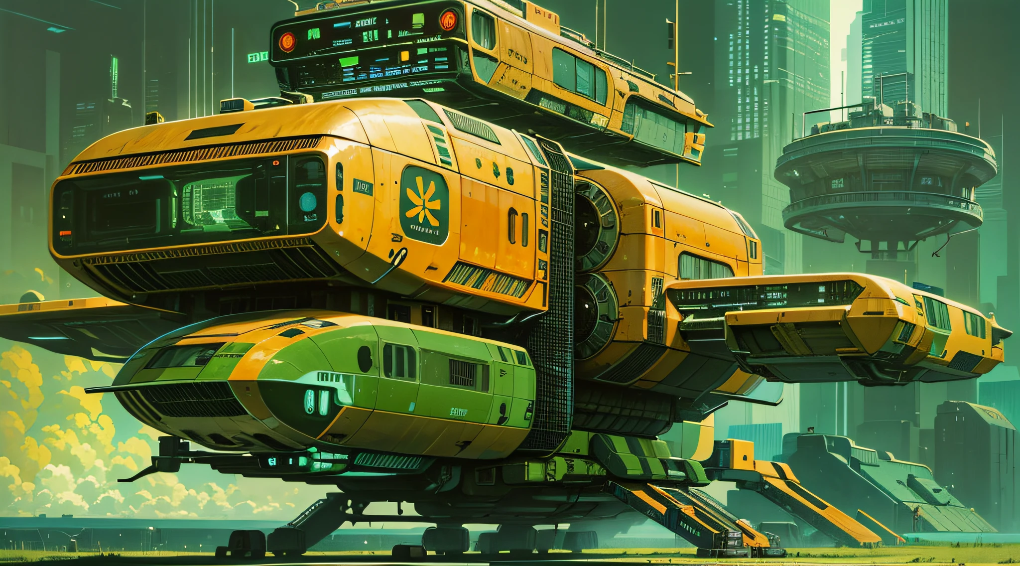 retro-future style art similar to artist chris foss