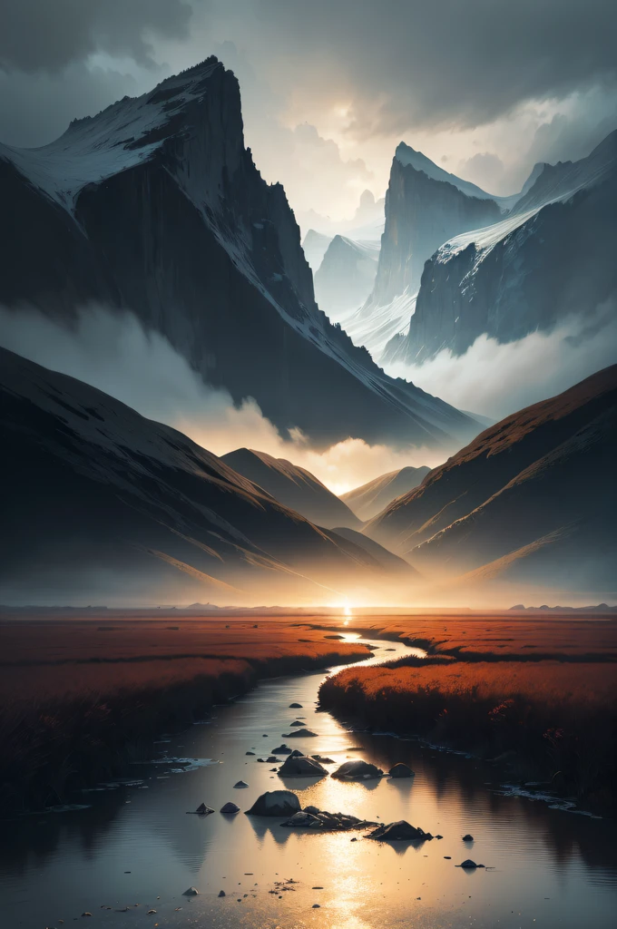 Ultra-realistic, Lifelike portraits),(Prompt B:Beautiful and dreamy landscape painting),(Prompt C:Dark and moody abstract painting)