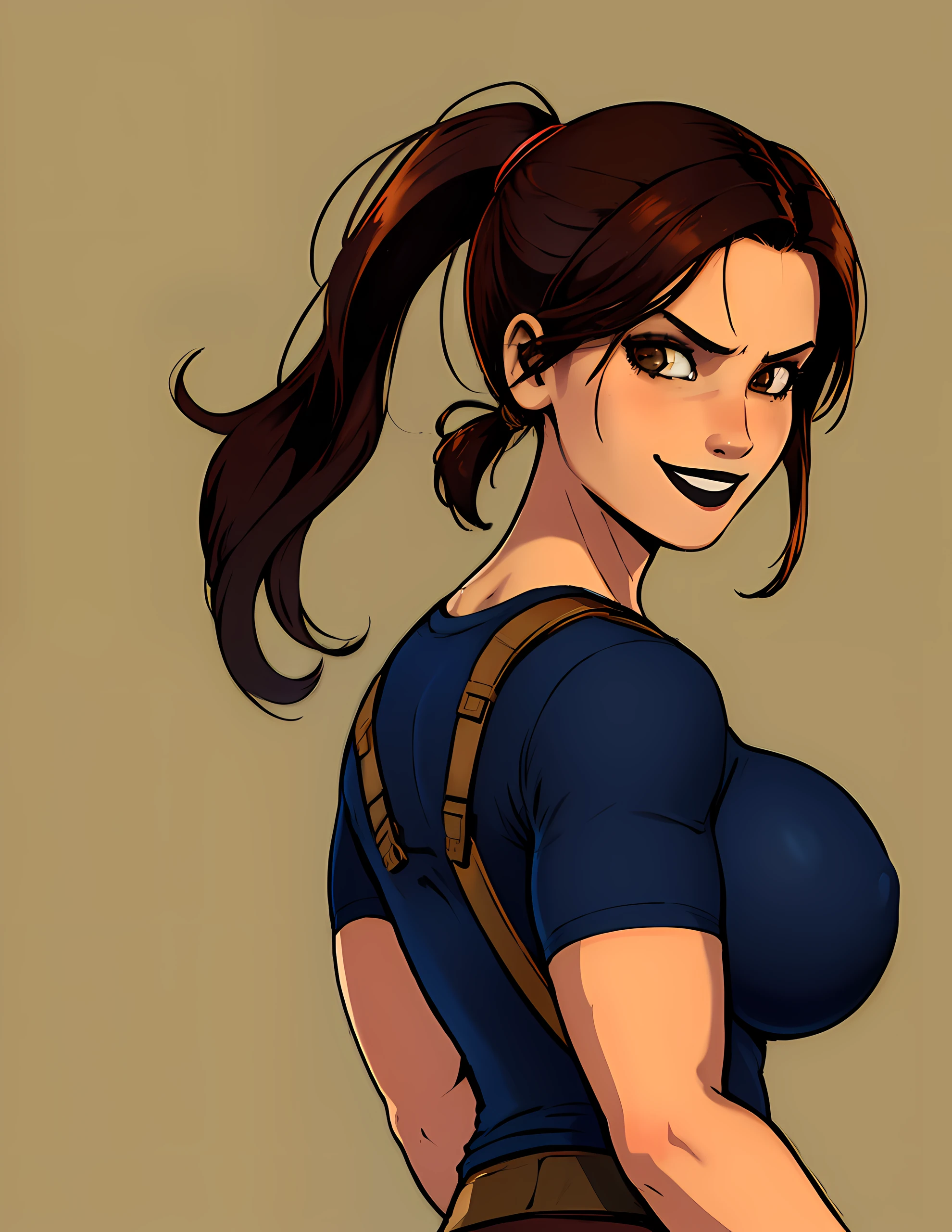 Black lipsticks, Smiling, Smug