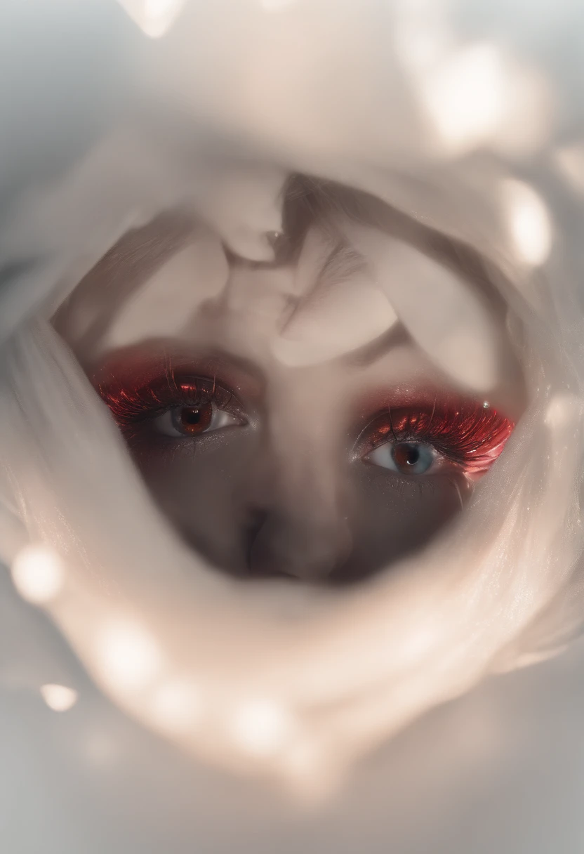8K, Dark_Fantasy, delicate face, (delicate glass pupil: 1.5), standing full body portrait, black in one eye, red in one eye, 1 person, fully naked woman, 35 years