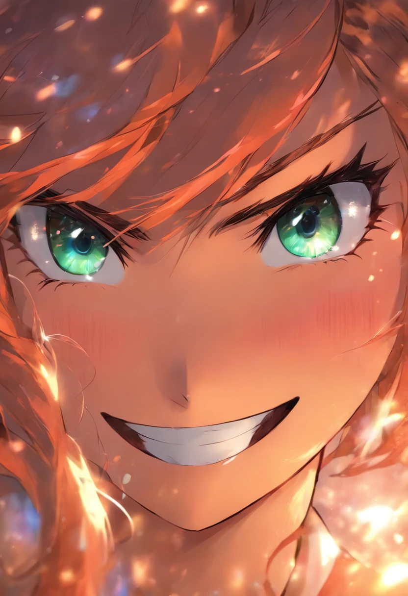 Masterpiece, Best quality, {Best quality}, {{Masterpiece}}, {A high resolution}, Focus, Anime style, Cartoon close-up of a woman, Girl design, Mara, Portrait, Gisha, Anime image, Long hair, Black hair, Heterochromic eyes, hair covering ears, cheerfulness, Polished and powerful appearance, Exotic, Tall, freckle, Smiling