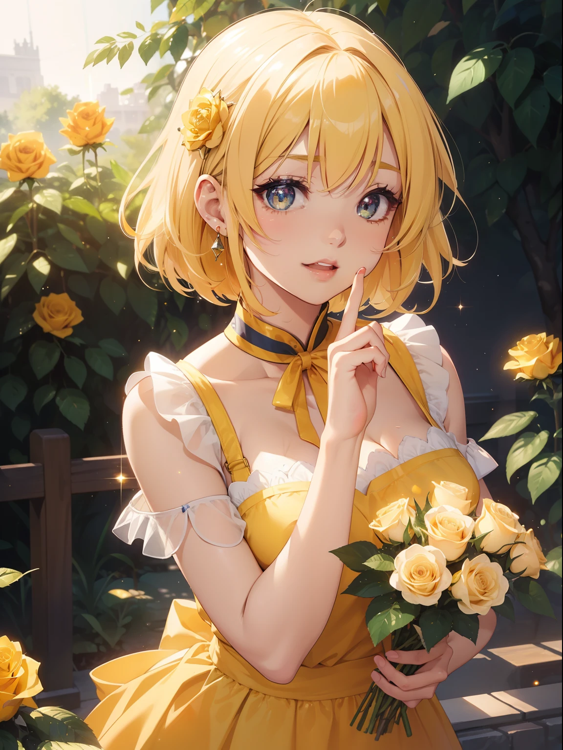 masutepiece, High resolution, 8K, anime woman, Delicate and detailed writing 、Detailed digital illustration、Short hair、perm、Shiny hair、Bangs、a very beautiful woman、Eyes are double, Large, Bust is D cup、High image quality, High quality、Detailed background、The inside of the eye shines like a diamond、Light yellow hair、Gradient pupil、(((2 arms、4 fingers, 1 thumb)))、Detailed female face、Very beautiful and cute woman、、细致背景、masterpiece、Soft Focus , Bright gradient watercolor , Lens Flare , (((Glitter))) , Glow , Dreamy , Yellow Ribbon、((Very beautiful yellow rose hair accessories))、((Straight at the angle of the front))Laughing with open mouth
(White Apron),(((curry rice)))