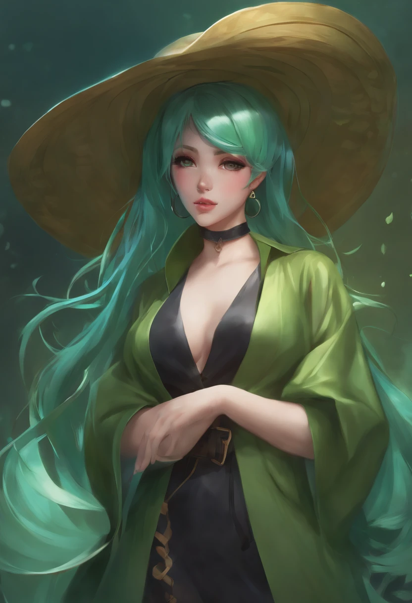 Mujer arafed con cabello largo y verde y un sombrero blanco posando, seductora chica de anime, Artgerm extremadamente detallado, Mikudayao, amigo, Artgerm en ArtStation Pixiv, Mejor valorado en Pixiv, pixiv 3dcg, Como Artgerm, Hatsune Miku, Tendencias en ArtStation Pixiv, ! dream artgerm